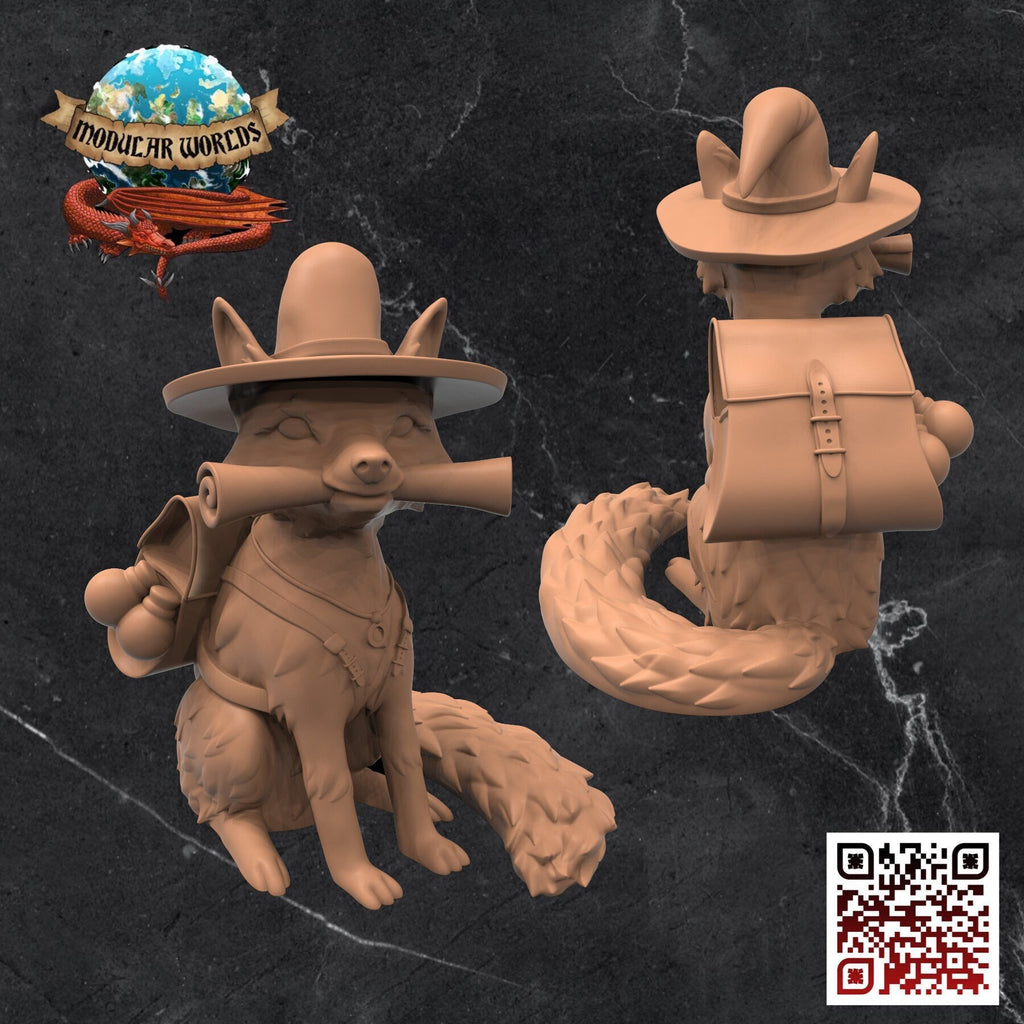 Fox Familiar: Tabletop Gaming Miniature (Resin 3D Print)