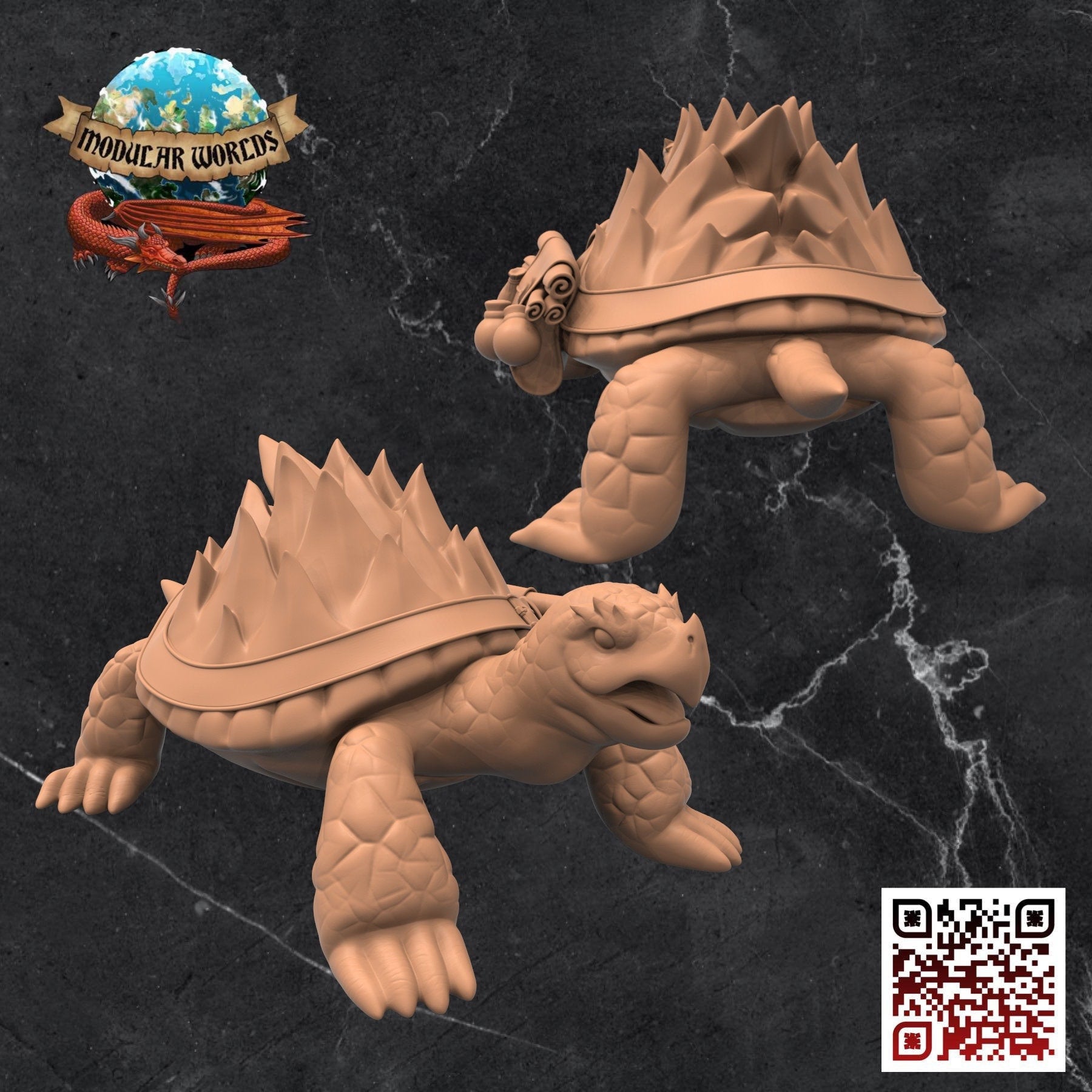 Giant Tortoise Familiar: Tabletop Gaming Miniature (Resin 3D Print)