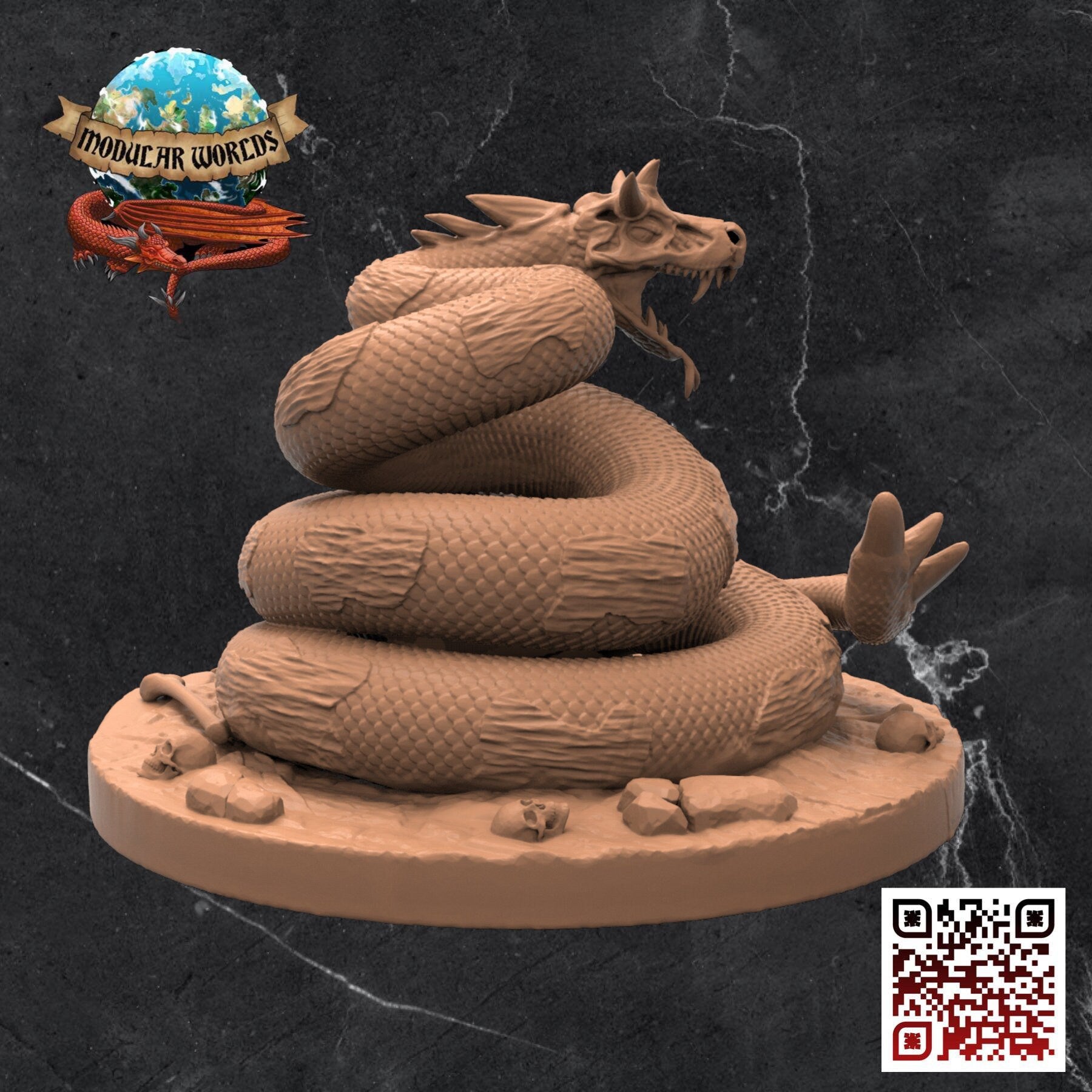 Branch Viper & Scenic Base: Tabletop Gaming Miniature (Resin 3D Print)