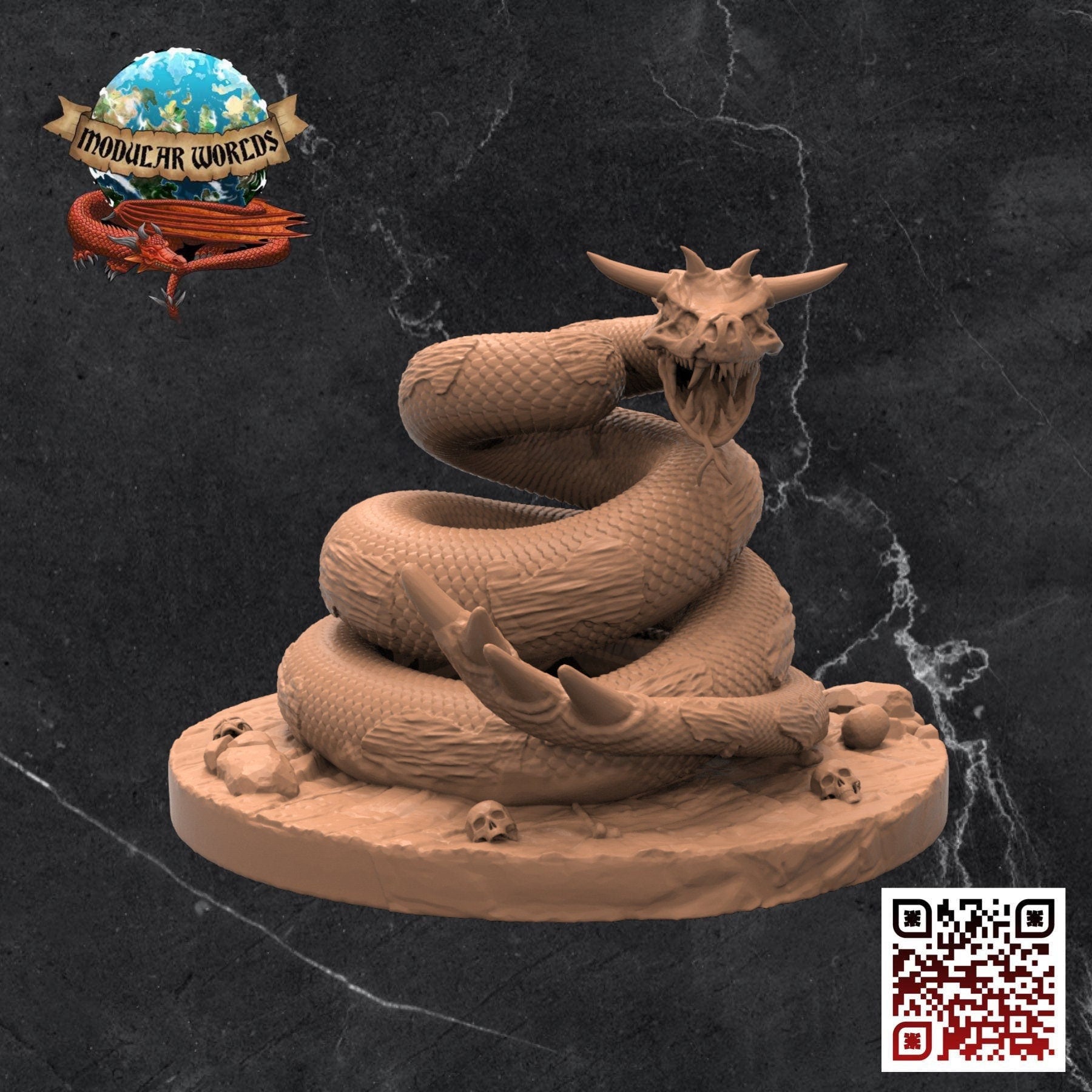 Branch Viper & Scenic Base: Tabletop Gaming Miniature (Resin 3D Print)