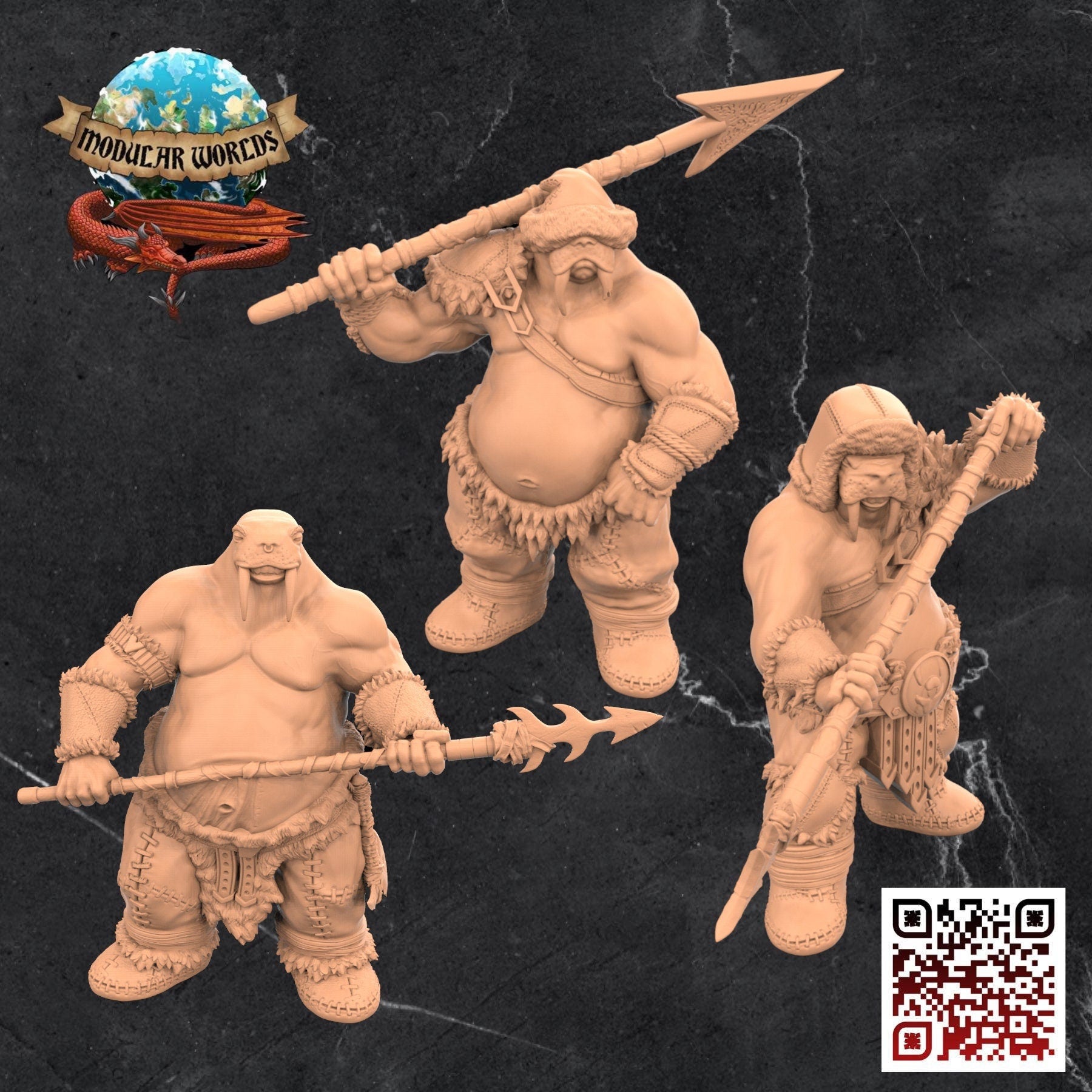 Walrusfolk Soldier : Tabletop Gaming Miniature (Resin 3D Print)