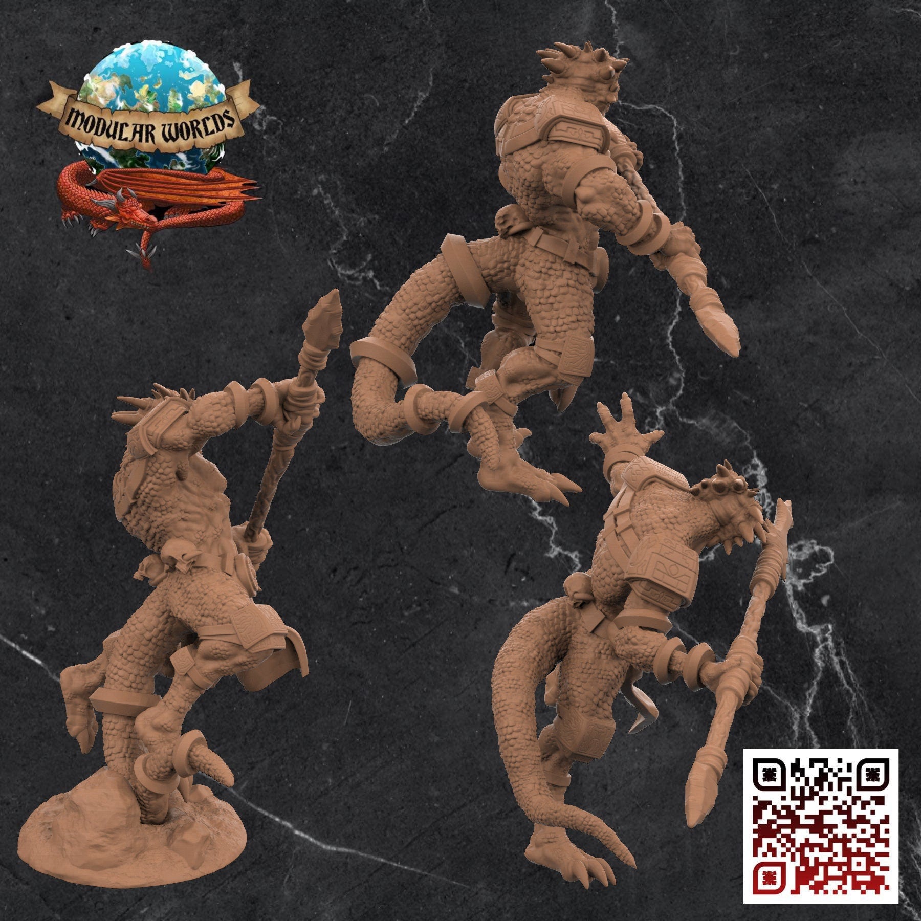 Lizardfolk Warriors x3: Tabletop Gaming Miniature (Resin 3D Print)