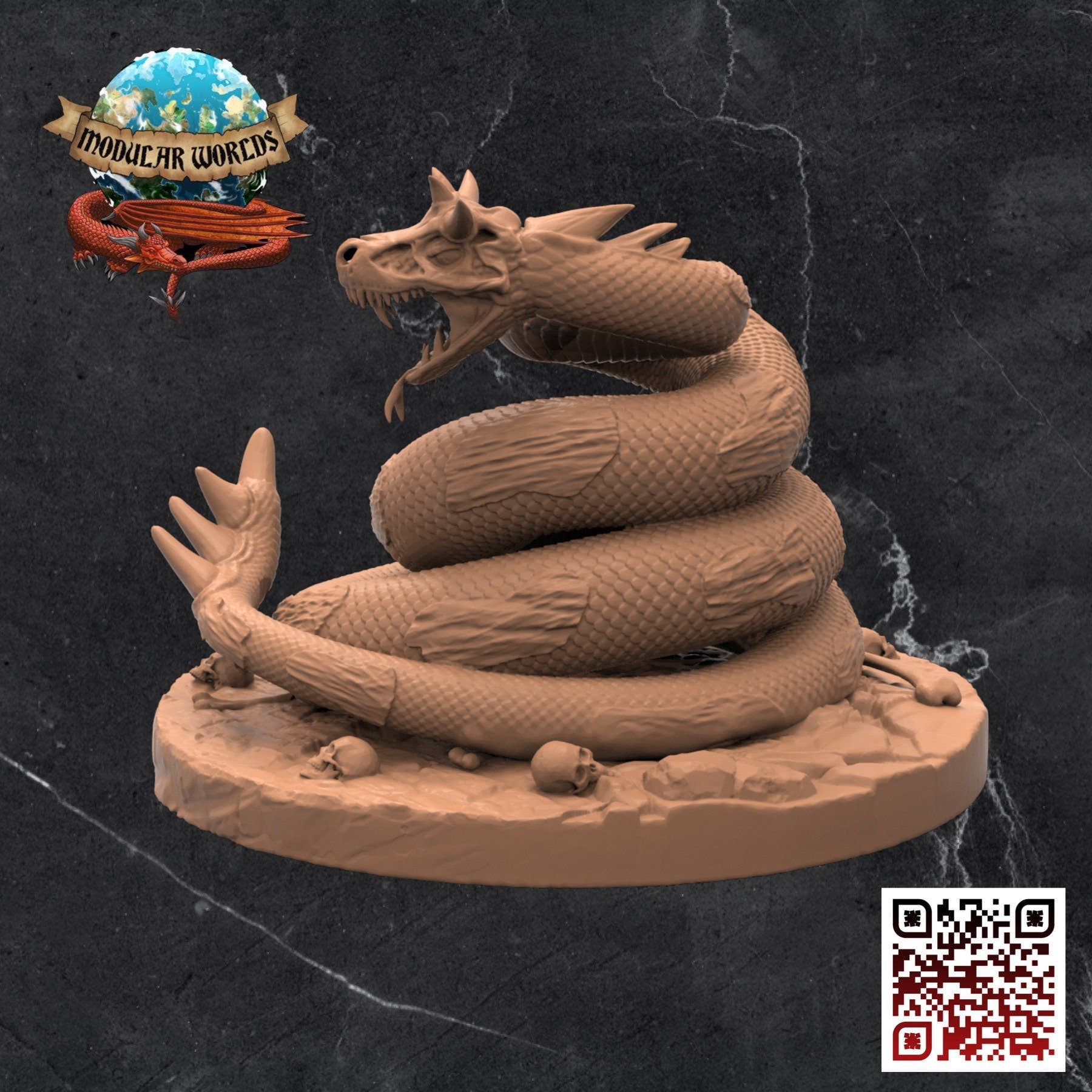 Branch Viper & Scenic Base: Tabletop Gaming Miniature (Resin 3D Print)