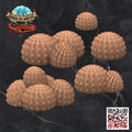 Ball Cacti Set: Tabletop Gaming Miniature (Resin 3D Print)