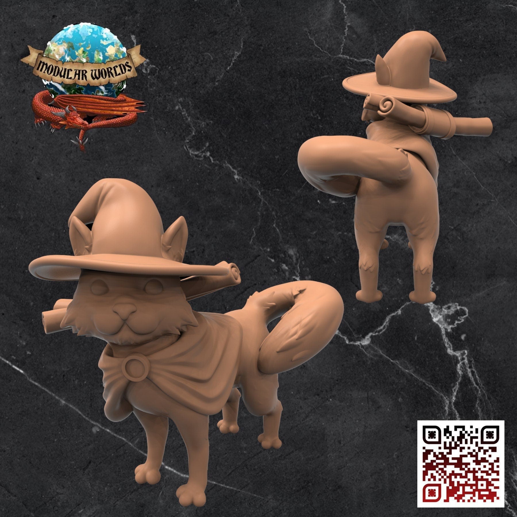 Cat Familiar: Tabletop Gaming Miniature (Resin 3D Print)