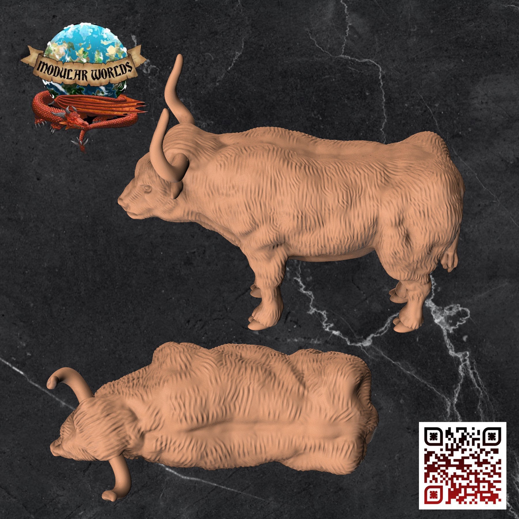 Draft Oxen & Corpse Set: Tabletop Gaming Miniature (Resin 3D Print)