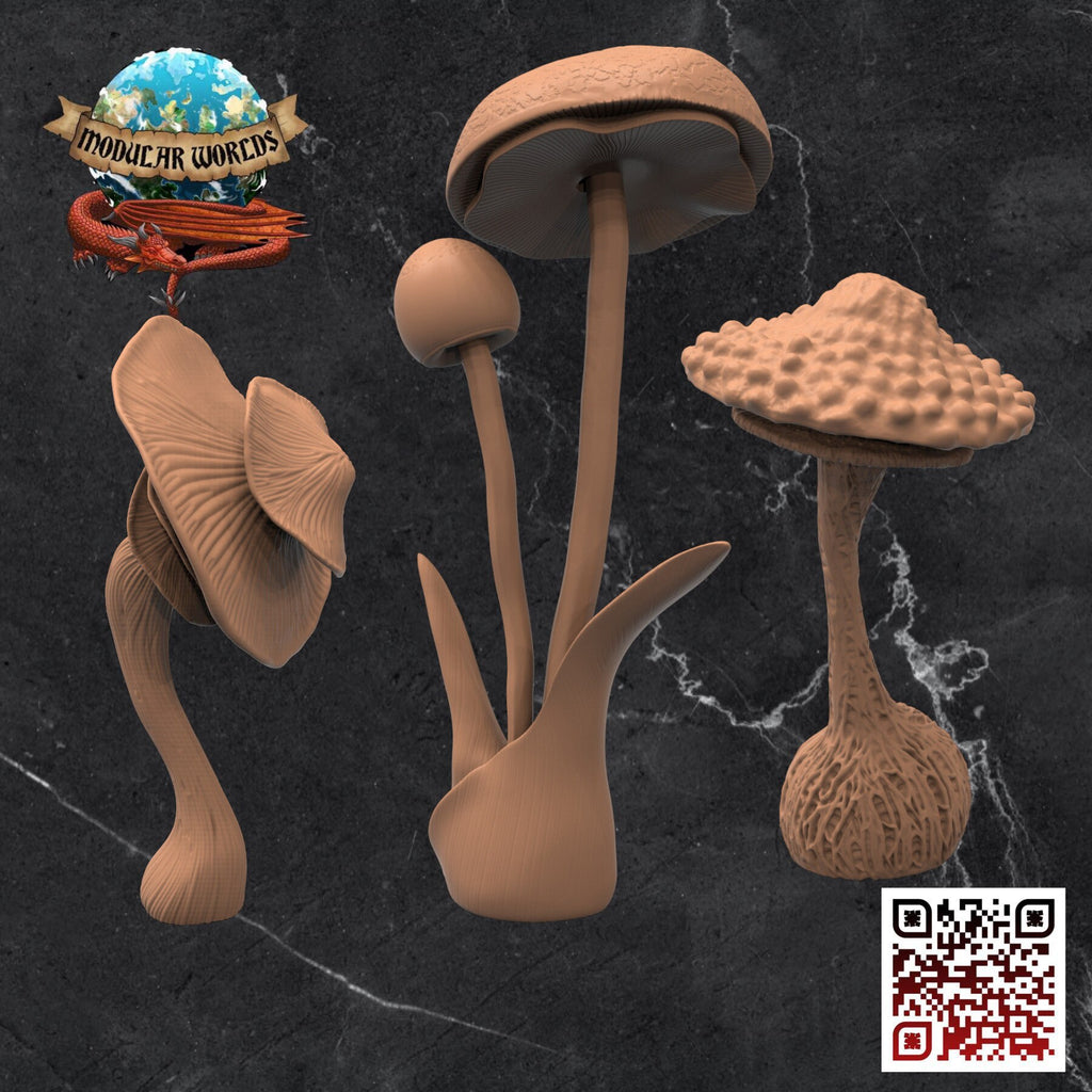 Giant Mushrooms (x 6): Tabletop Gaming Miniature (Resin 3D Print)
