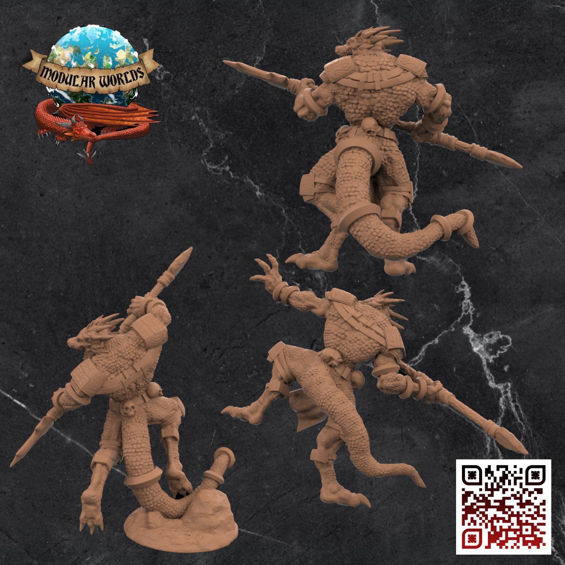 Lizardfolk Warriors x3: Tabletop Gaming Miniature (Resin 3D Print)