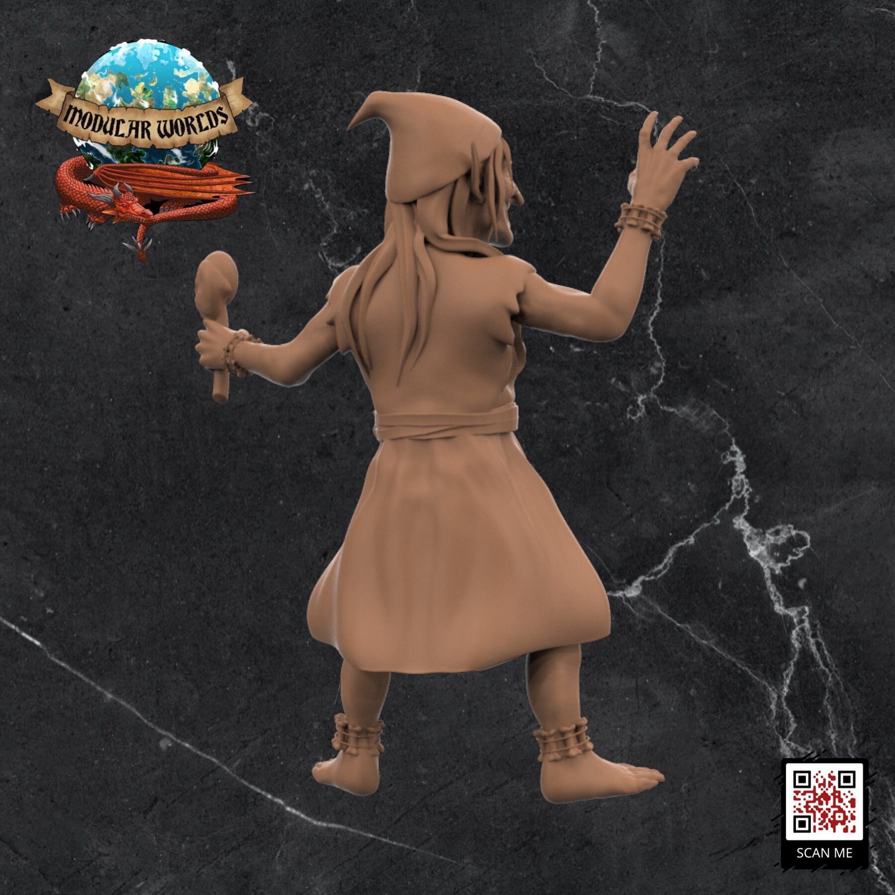 Hag & Cauldron: Tabletop Gaming Miniature (Resin 3D Print)
