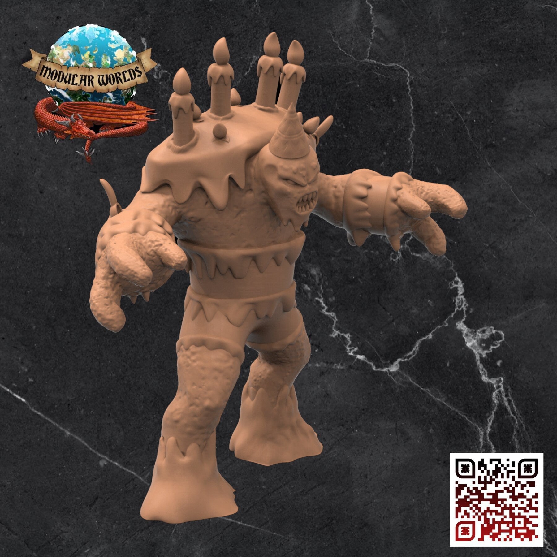 Cake Golem & Cake: Tabletop Gaming Miniature (Resin 3D Print)