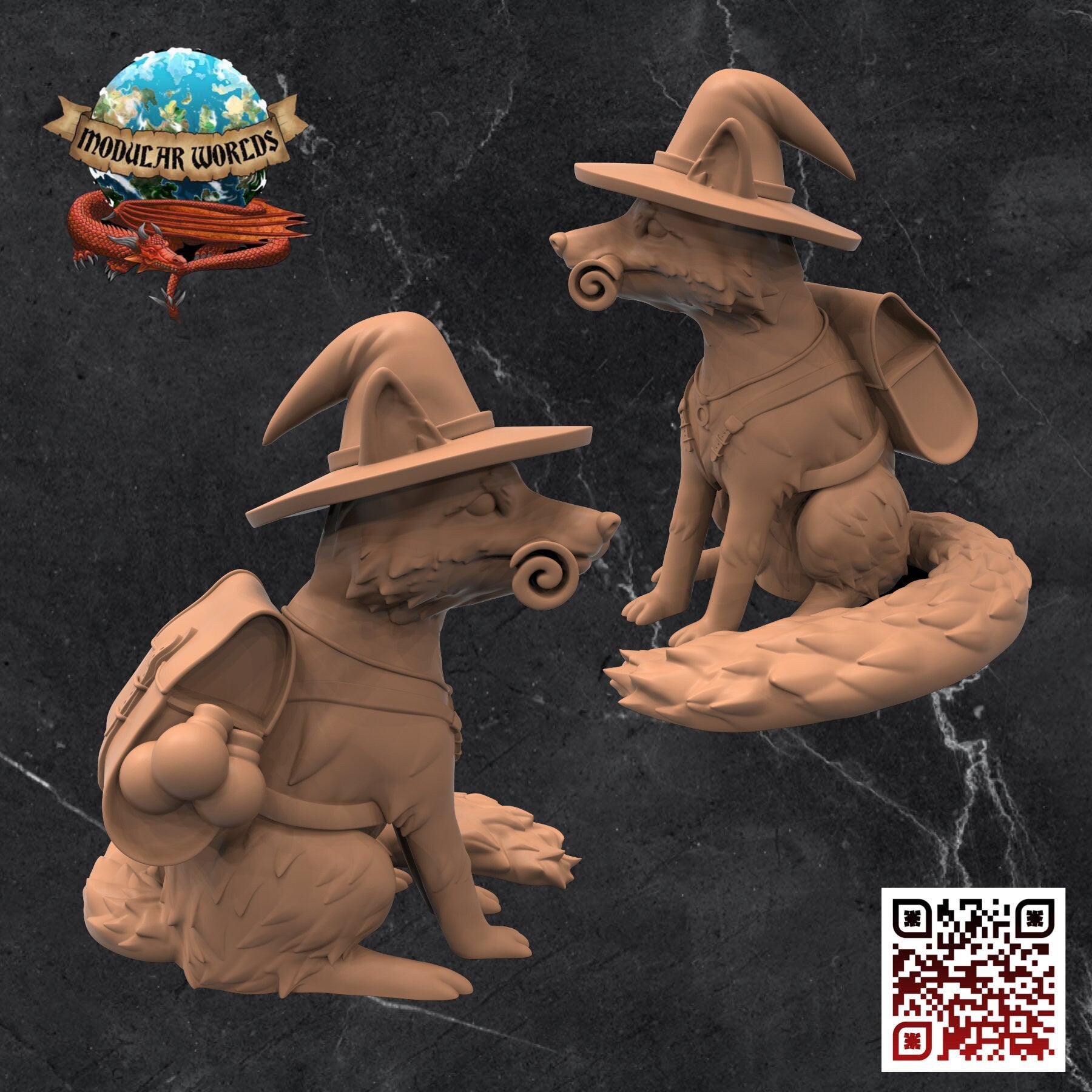 Fox Familiar: Tabletop Gaming Miniature (Resin 3D Print)