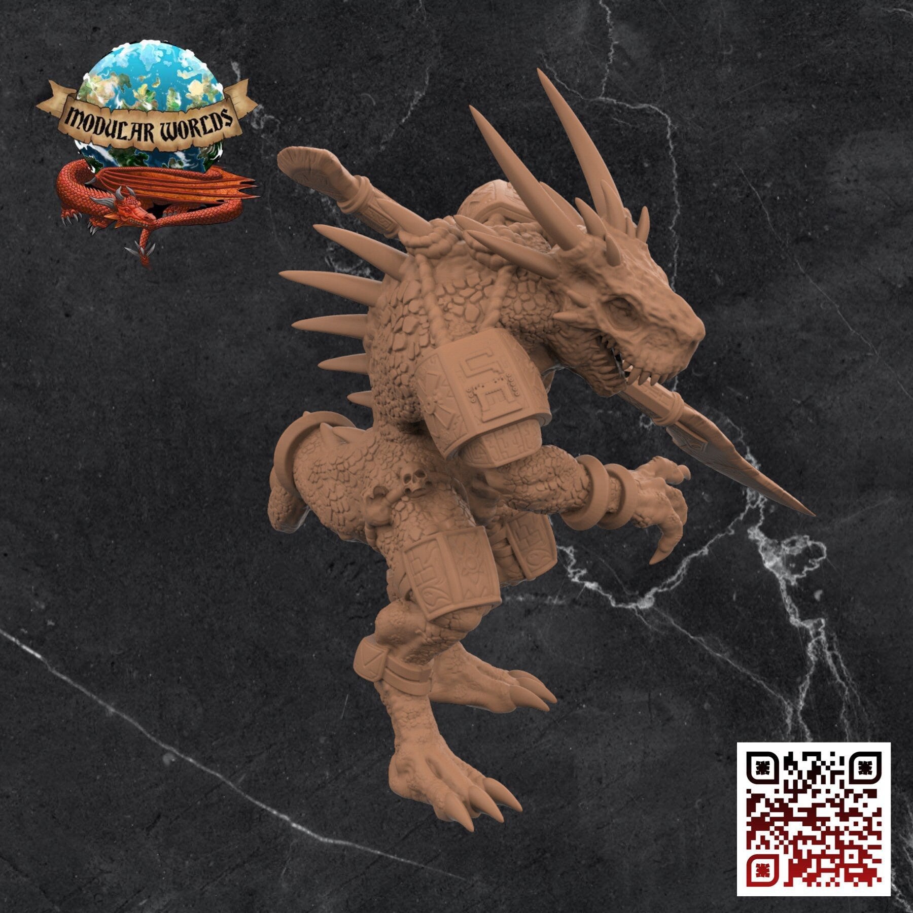 Lizardfolk Bodyguard Miniature for D&D, Pathfinder