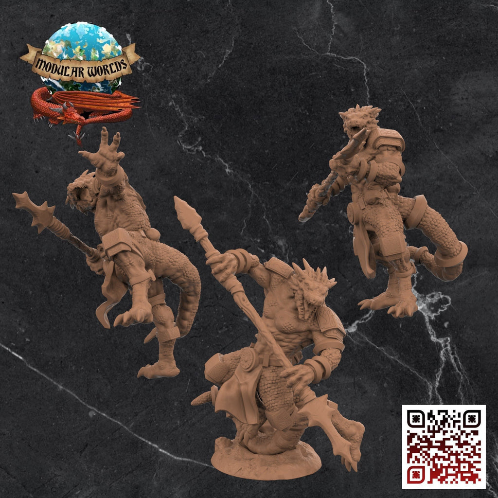 Lizardfolk Warriors x3: Tabletop Gaming Miniature (Resin 3D Print)