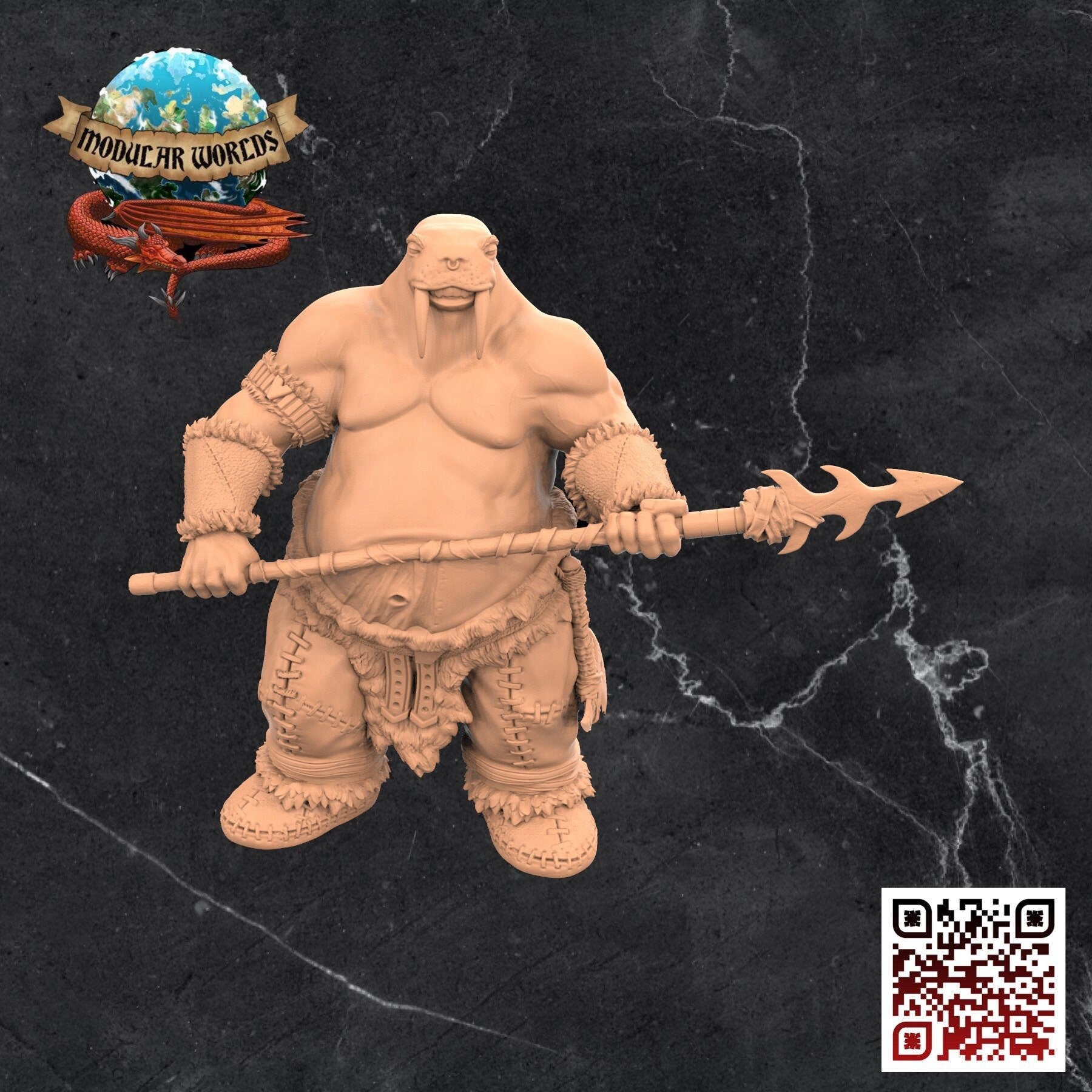 Walrusfolk Soldier : Tabletop Gaming Miniature (Resin 3D Print)