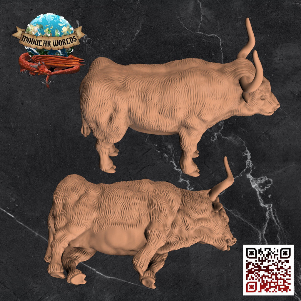 Draft Oxen & Corpse Set: Tabletop Gaming Miniature (Resin 3D Print)