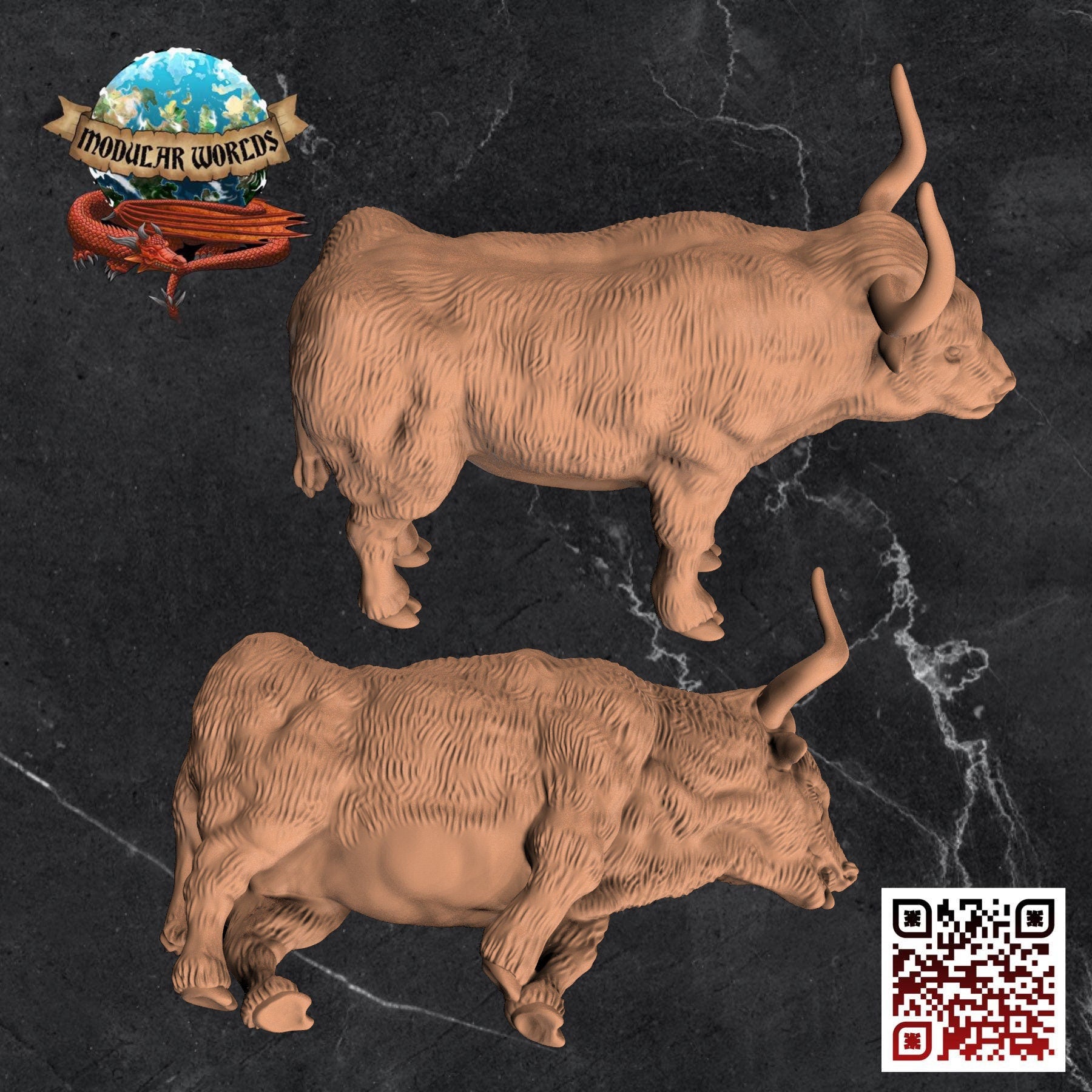 Draft Oxen & Corpse Set: Tabletop Gaming Miniature (Resin 3D Print)