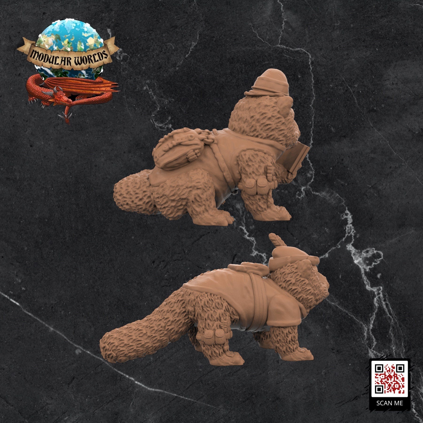 Red Panda Adventurers (x2): Tabletop Gaming Miniature (Resin 3D Print)