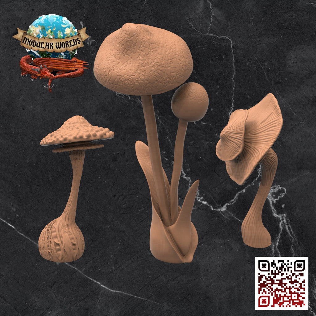 Giant Mushrooms (x 6): Tabletop Gaming Miniature (Resin 3D Print)