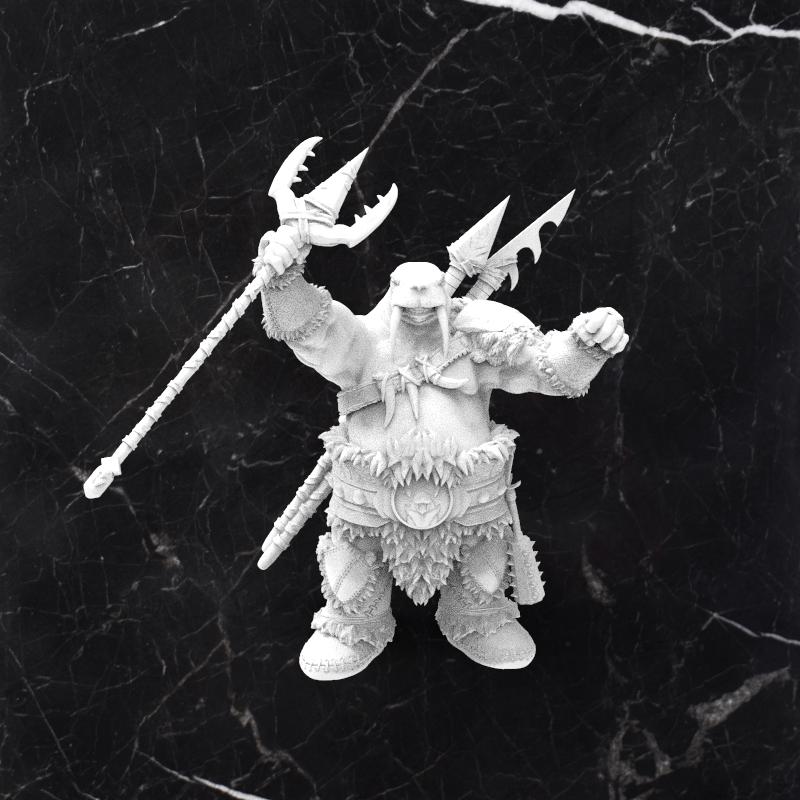 Walrusfolk Chieftain: Tabletop Gaming Miniature (Resin 3D Print)