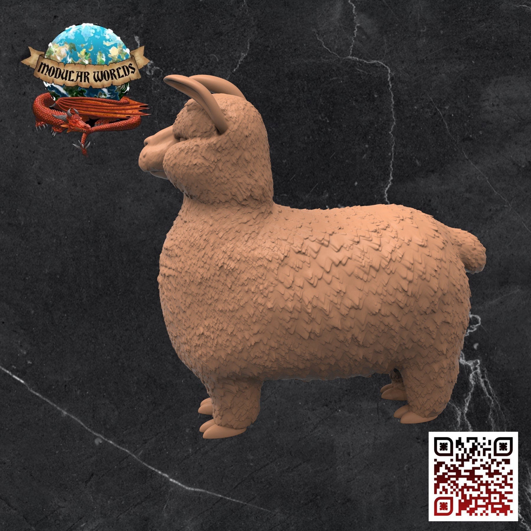 Chubby Llama: Tabletop Gaming Miniature (Resin 3D Print)