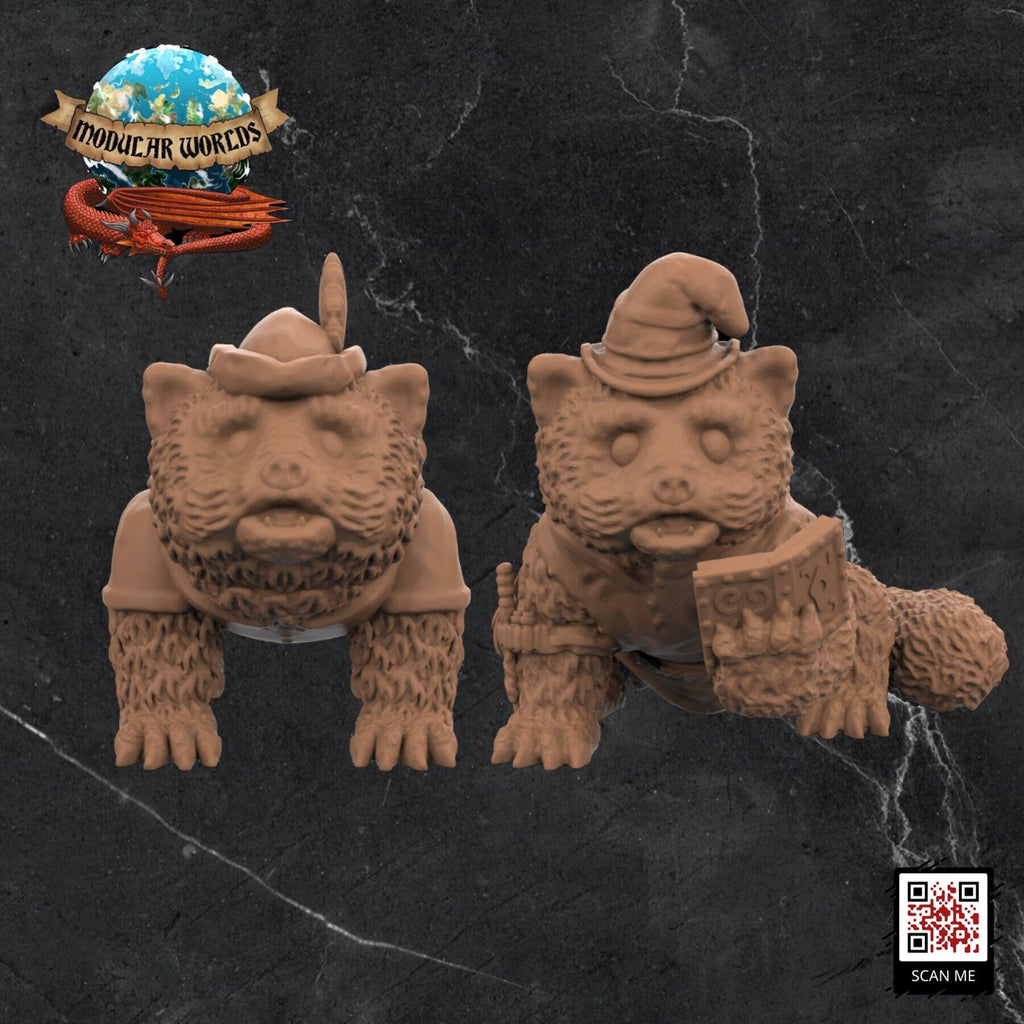 Red Panda Adventurers (x2): Tabletop Gaming Miniature (Resin 3D Print)
