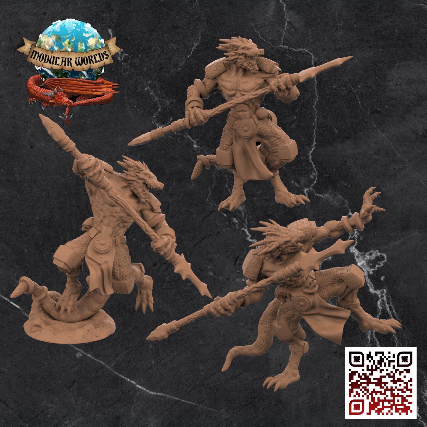Lizardfolk Warriors x3: Tabletop Gaming Miniature (Resin 3D Print)