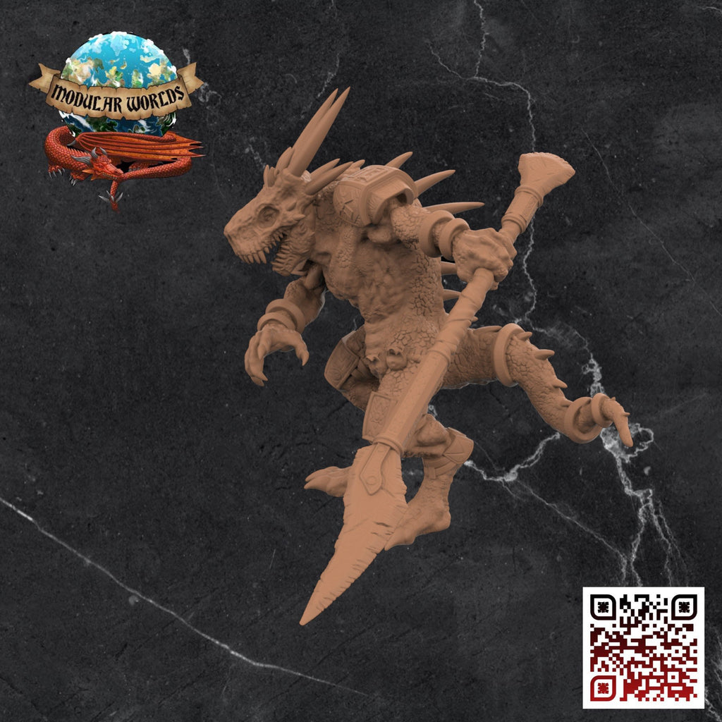 Lizardfolk Bodyguard Miniature for D&D, Pathfinder