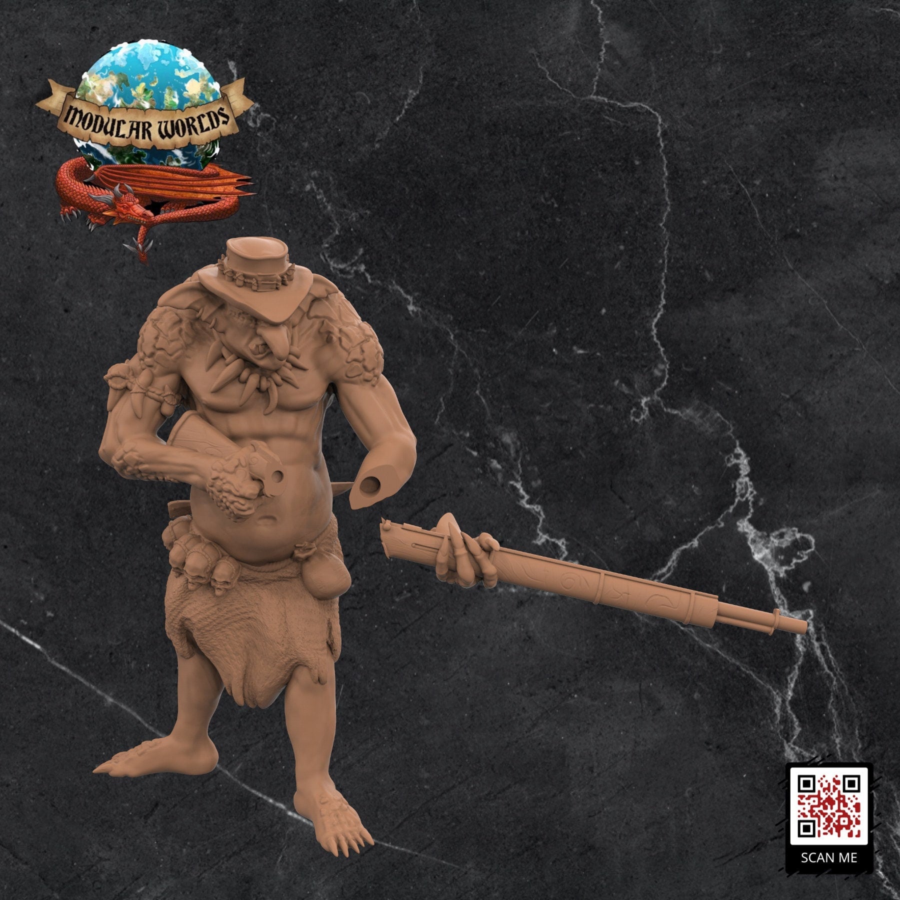Troll Big Game Hunter: Tabletop Gaming Miniature (Resin 3D Print)