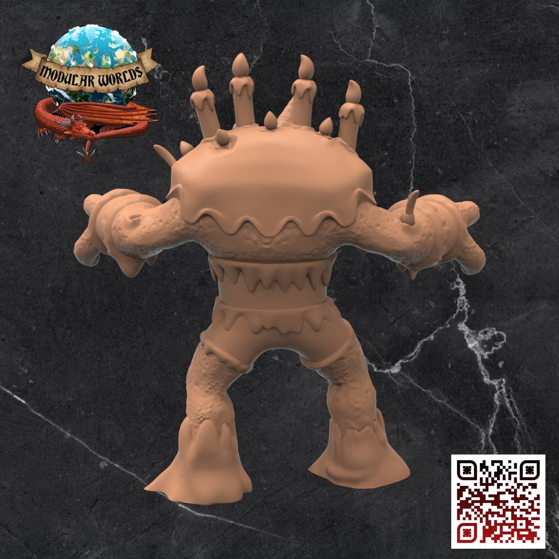 Cake Golem & Cake: Tabletop Gaming Miniature (Resin 3D Print)