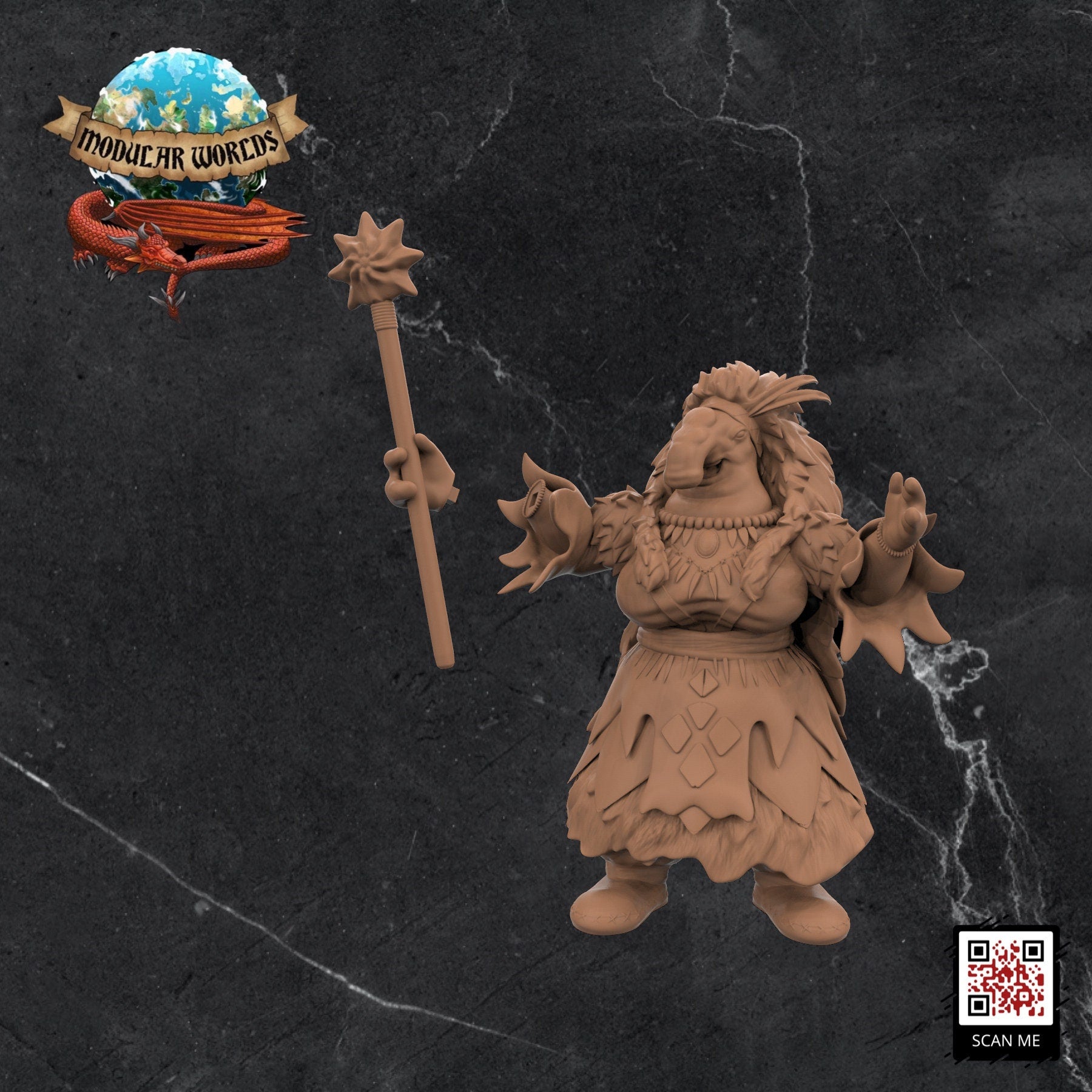 Elephant Seal Shaman: Tabletop Gaming Miniature (Resin 3D Print)