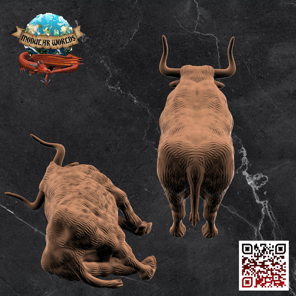 Draft Oxen & Corpse Set: Tabletop Gaming Miniature (Resin 3D Print)