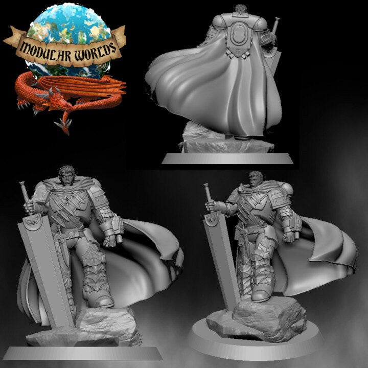 Gutz Crazed Marine Captain: Tabletop Gaming Miniature (Resin 3D Print)