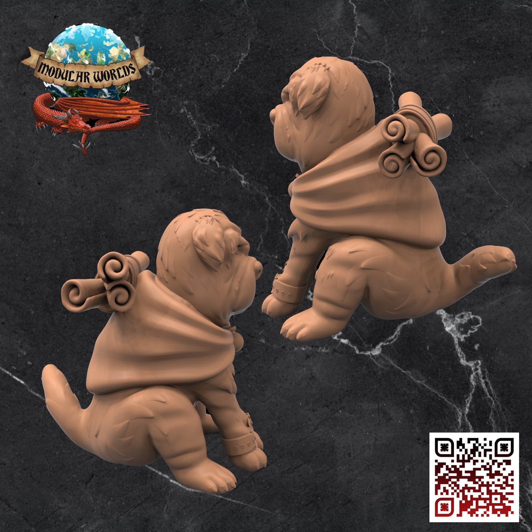 Sharpei Familiar: Tabletop Gaming Miniature (Resin 3D Print)