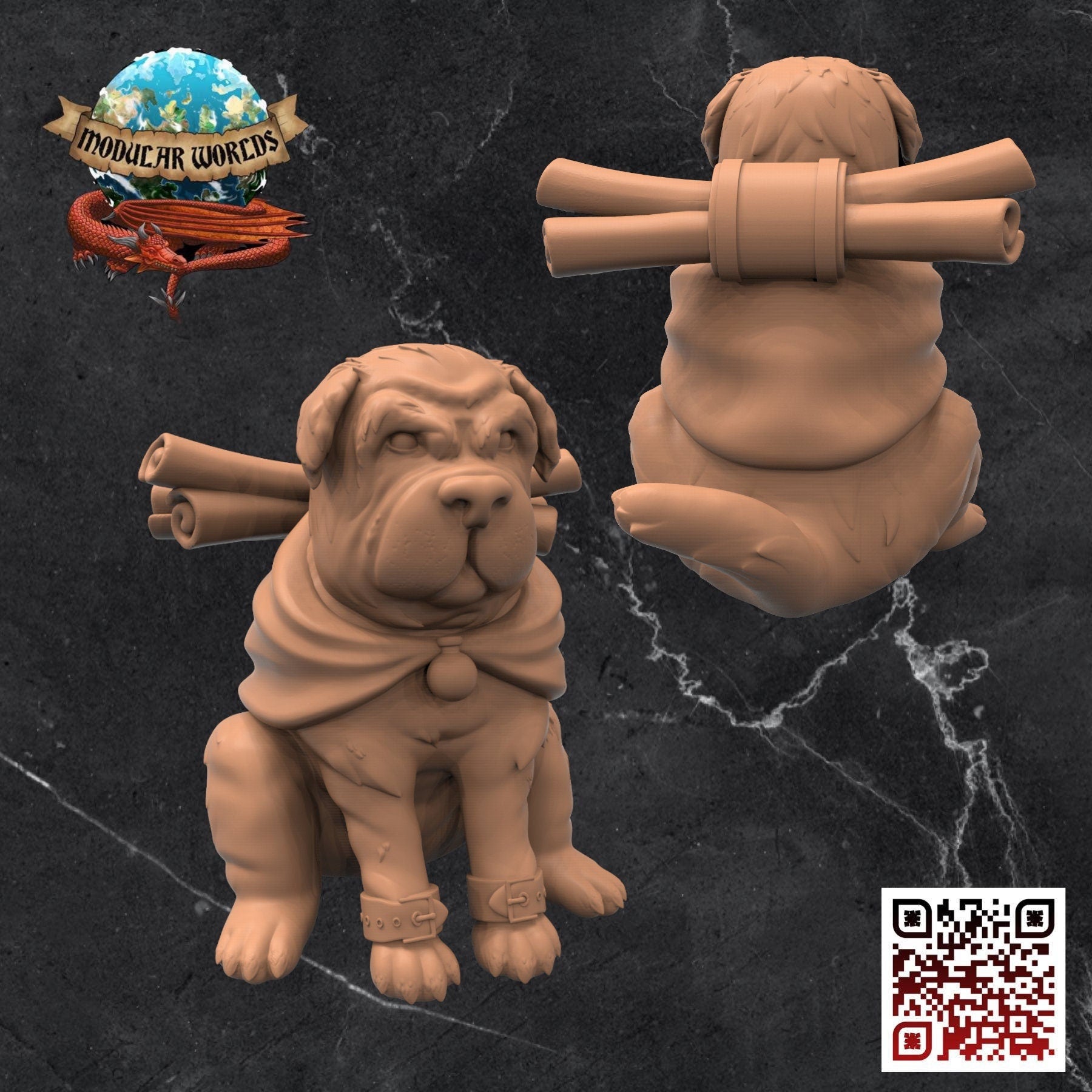 Sharpei Familiar: Tabletop Gaming Miniature (Resin 3D Print)
