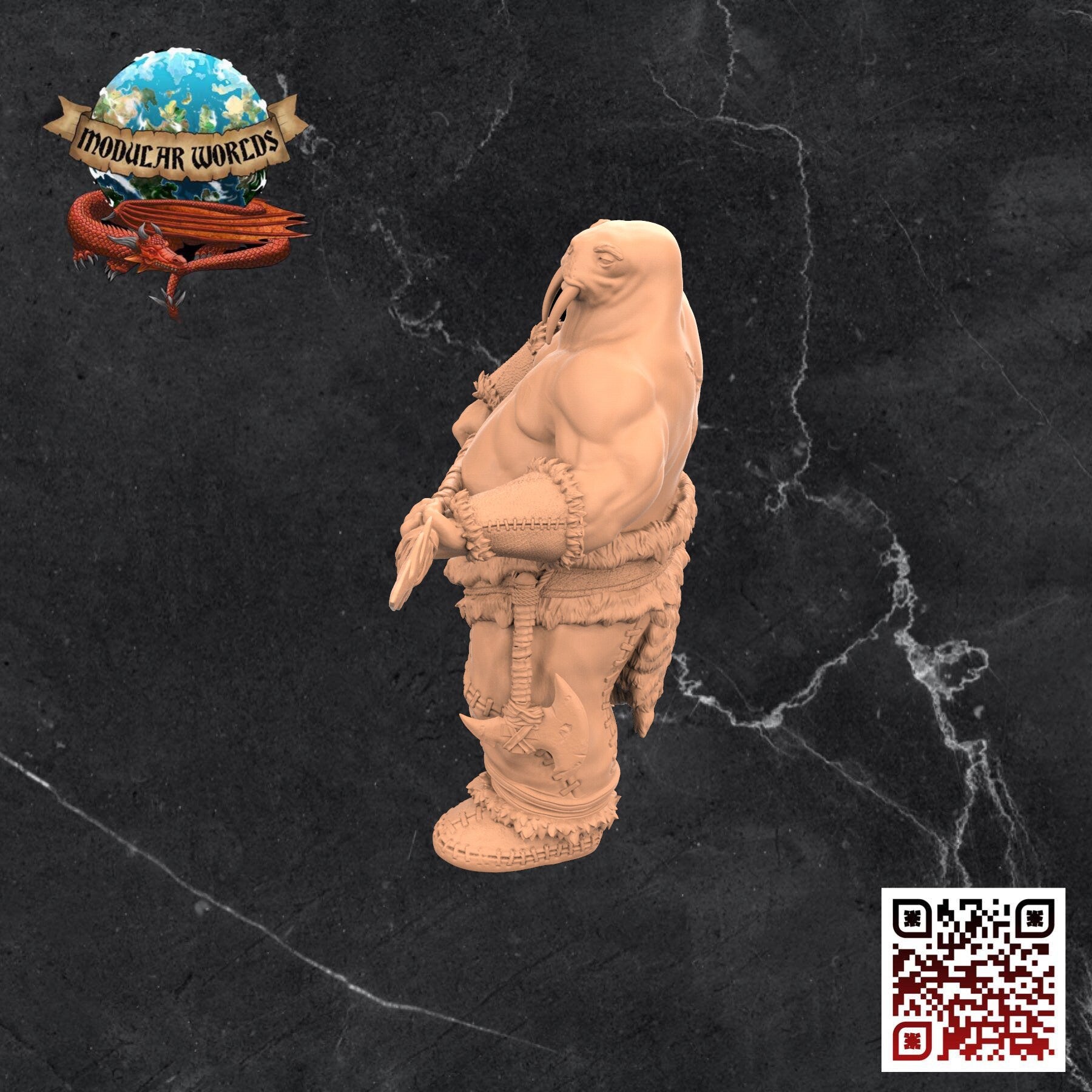 Walrusfolk Soldier : Tabletop Gaming Miniature (Resin 3D Print)