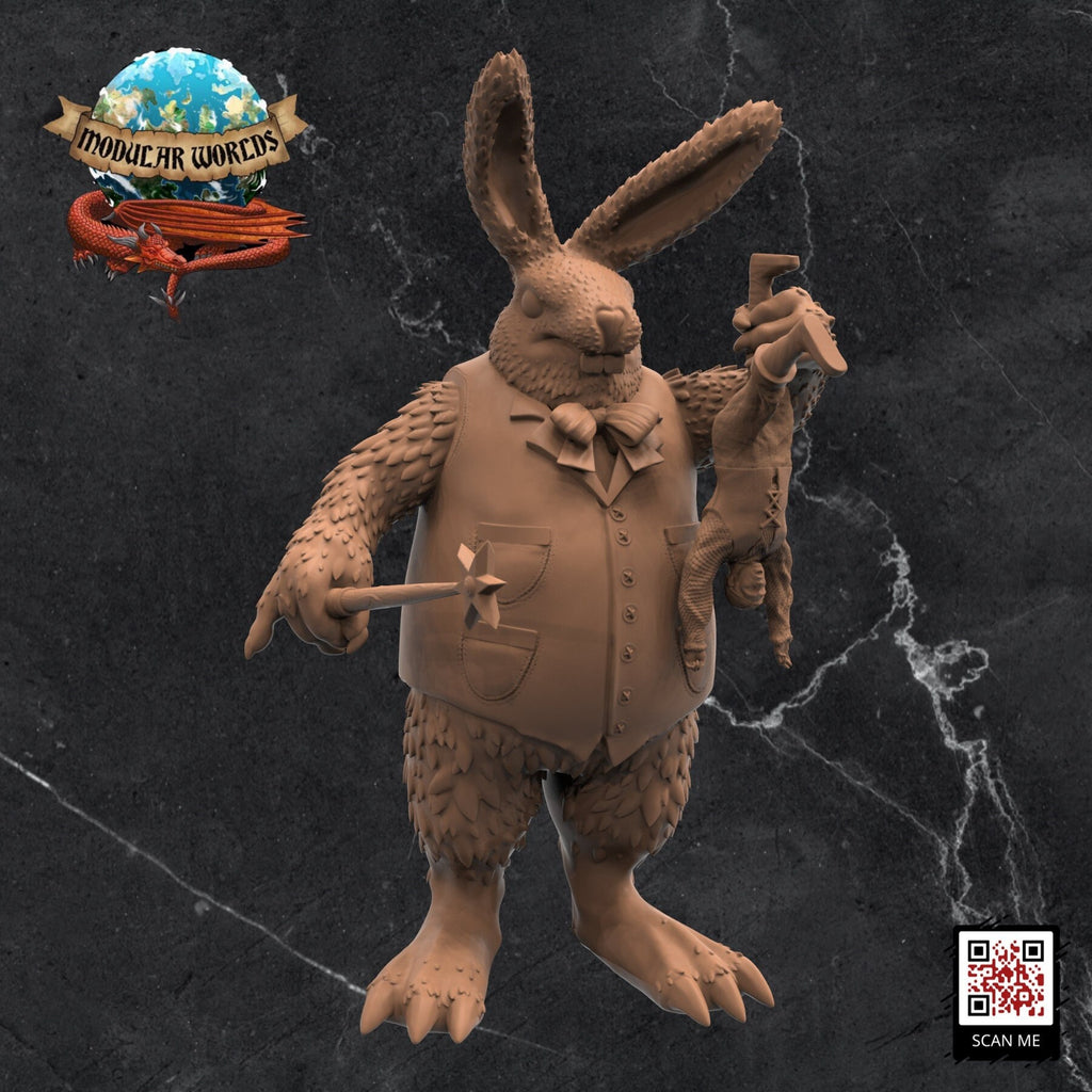 Rabbitfolk Magician: Tabletop Gaming Miniature (Resin 3D Print)
