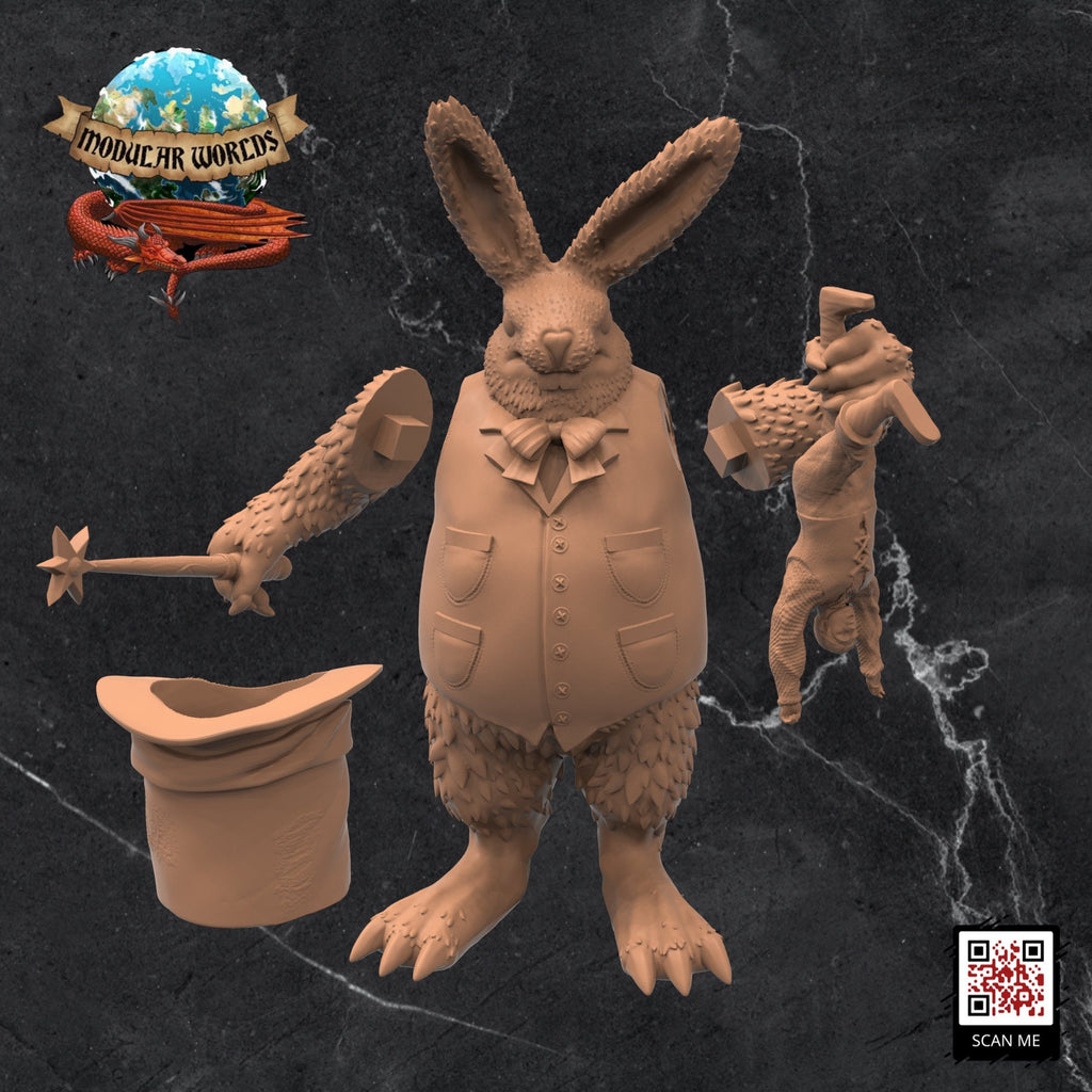 Rabbitfolk Magician: Tabletop Gaming Miniature (Resin 3D Print)